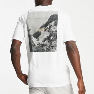 NEW Selected Homme organic cotton loose fit t-shirt with abstract scenery back p